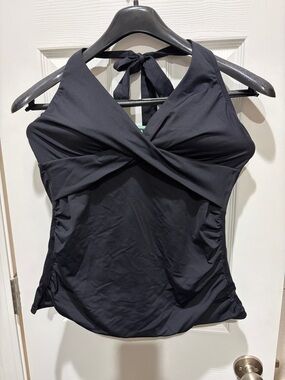 Lands' End Black Halter One-Piece Swimsuit Top